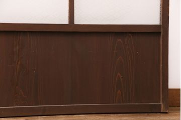 アンティーク建具　障子と花菱ガラスの珍しいデザインが魅力のガラス戸2枚セット(引き戸、障子戸、建具)(R-049649)