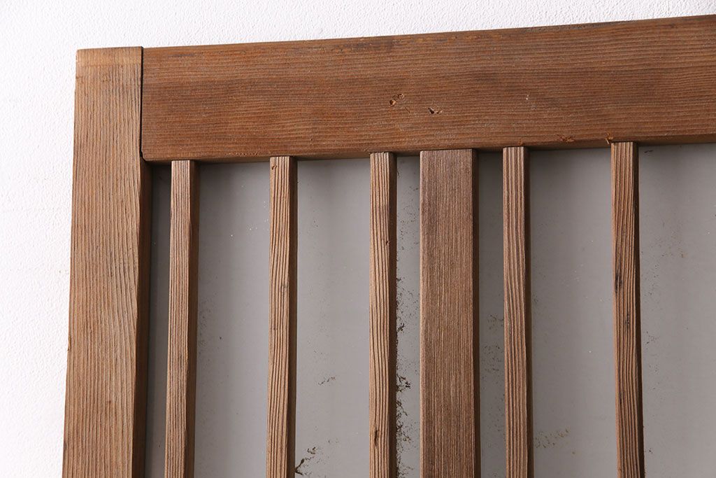 アンティーク建具　スリムなガラス入り格子戸1枚(引き戸、玄関戸)(R-049650)