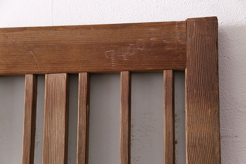 アンティーク建具　スリムなガラス入り格子戸1枚(引き戸、玄関戸)(R-049650)