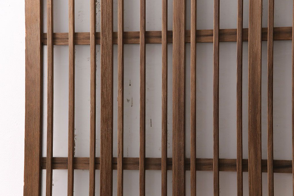 アンティーク建具　スリムなガラス入り格子戸1枚(引き戸、玄関戸)(R-049650)