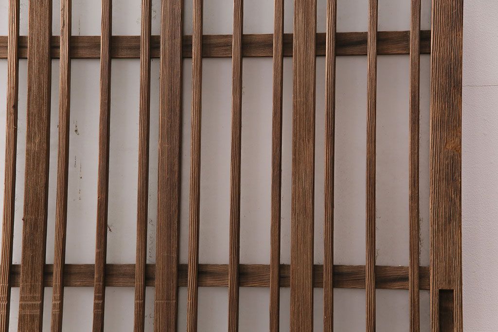 アンティーク建具　スリムなガラス入り格子戸1枚(引き戸、玄関戸)(R-049650)