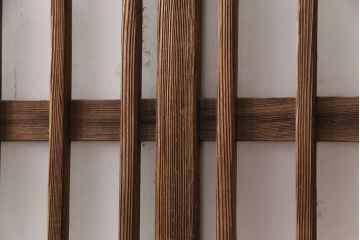 アンティーク建具　スリムなガラス入り格子戸1枚(引き戸、玄関戸)(R-049650)