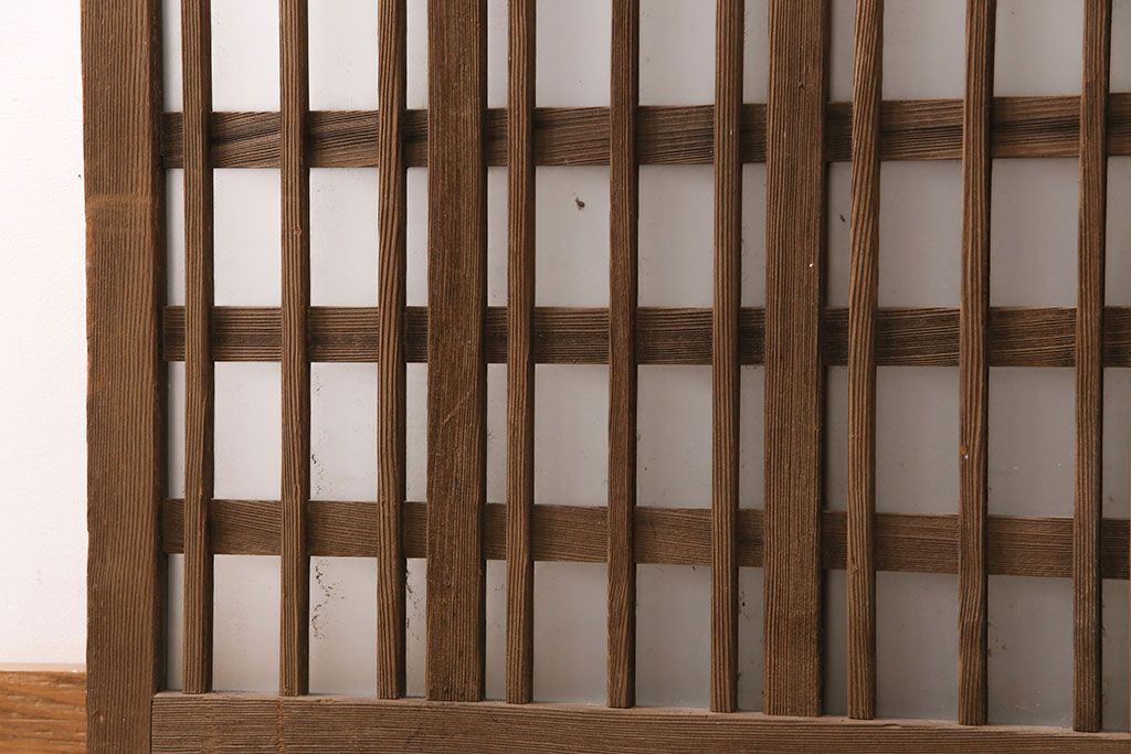 アンティーク建具　スリムなガラス入り格子戸1枚(引き戸、玄関戸)(R-049650)