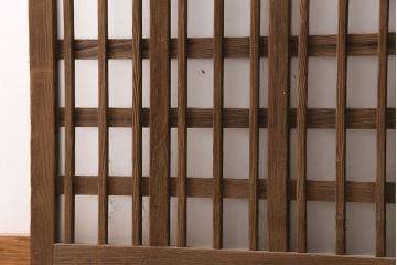 アンティーク建具　スリムなガラス入り格子戸1枚(引き戸、玄関戸)(R-049650)