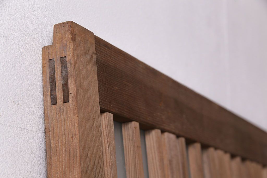 アンティーク建具　スリムなガラス入り格子戸1枚(引き戸、玄関戸)(R-049650)