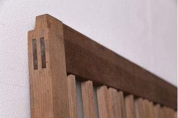 アンティーク建具　スリムなガラス入り格子戸1枚(引き戸、玄関戸)(R-049650)