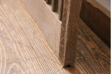 アンティーク建具　スリムなガラス入り格子戸1枚(引き戸、玄関戸)(R-049650)