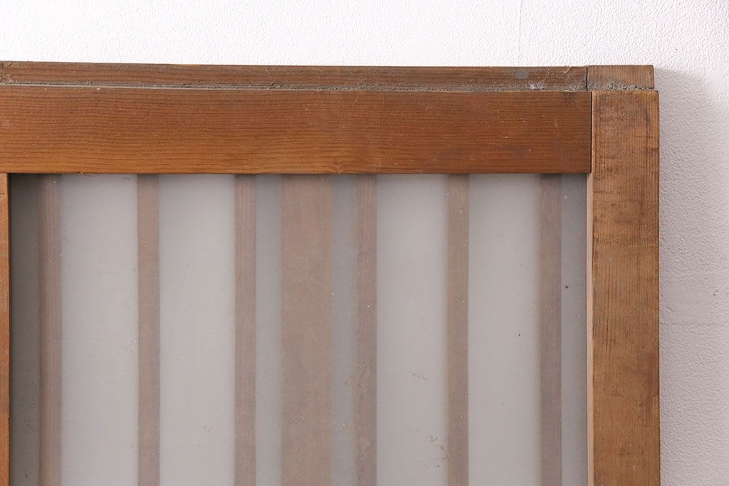 アンティーク建具　スリムなガラス入り格子戸1枚(引き戸、玄関戸)(R-049650)