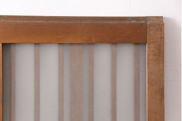 アンティーク建具　スリムなガラス入り格子戸1枚(引き戸、玄関戸)(R-049650)