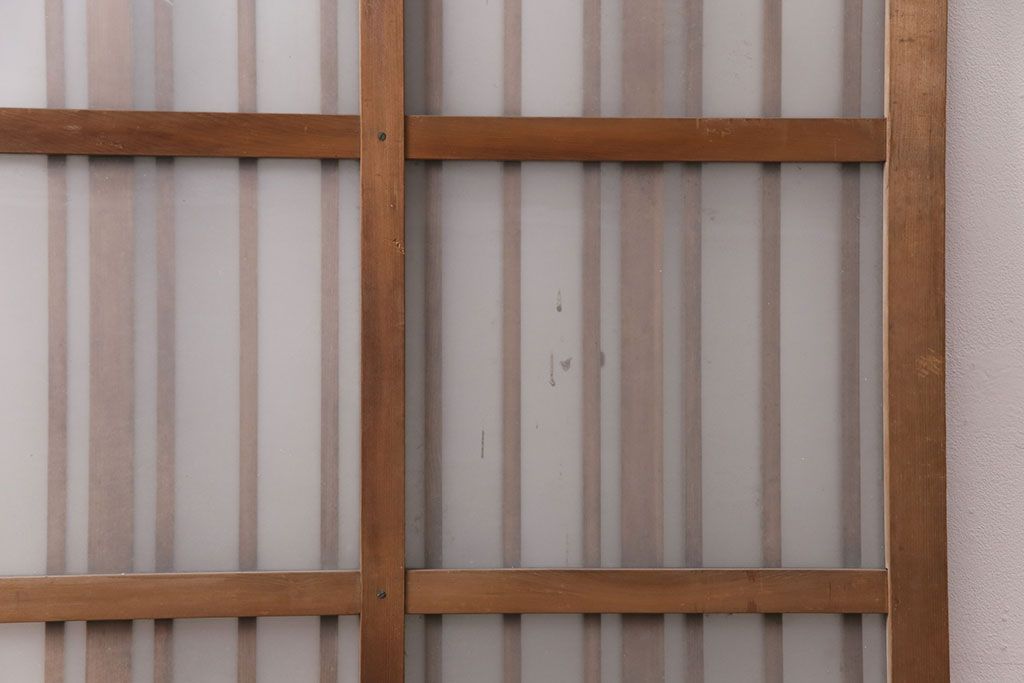 アンティーク建具　スリムなガラス入り格子戸1枚(引き戸、玄関戸)(R-049650)