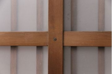 アンティーク建具　スリムなガラス入り格子戸1枚(引き戸、玄関戸)(R-049650)