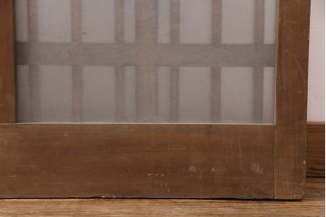 アンティーク建具　スリムなガラス入り格子戸1枚(引き戸、玄関戸)(R-049650)