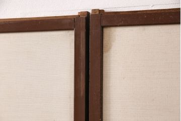 アンティーク建具　昭和後期　和の趣あふれる組子入りふすま4枚セット(引き戸、ガラス帯戸)(R-049651)