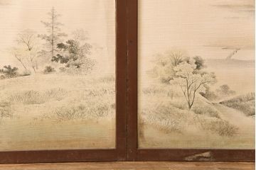 アンティーク建具　昭和後期　和の趣あふれる組子入りふすま4枚セット(引き戸、ガラス帯戸)(R-049651)