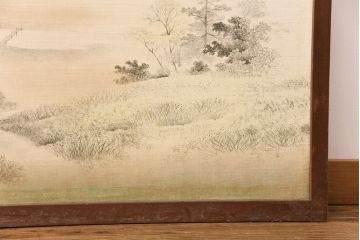 アンティーク建具　昭和後期　和の趣あふれる組子入りふすま4枚セット(引き戸、ガラス帯戸)(R-049651)