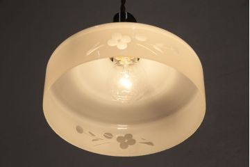 アンティーク照明　お花のモチーフがレトロな天井照明(吊り下げ照明、ペンダントライト)(R-049654)