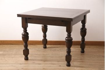アンティーク家具　イギリスアンティーク　オーク材　ドローリーフテーブル(エクステンションテーブル、ダイニングテーブル)(R-049667)
