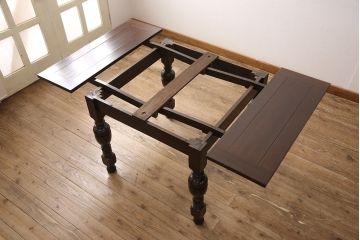 アンティーク家具　イギリスアンティーク　オーク材　ドローリーフテーブル(エクステンションテーブル、ダイニングテーブル)(R-049667)