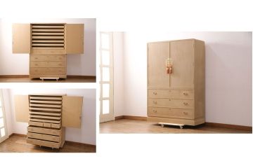 中古　伝統工芸品　長谷川進之介作　衣装盆・かくし付き　品のある佇まいが魅力の加茂総桐箪笥(胴厚、総桐たんす、和タンス、衣装箪笥、着物箪笥)(定価約120万円)(R-049668)