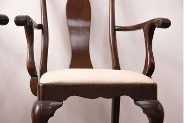 中古　アメリカ輸入家具　Stickley(スティックレー、スティックレイ)　マホガニー材製の高級感あふれるアームチェア2脚セット(椅子、サロンチェア、ダイニングチェア)(R-049681)