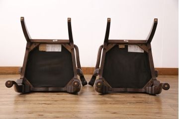 中古　アメリカ輸入家具　Stickley(スティックレー、スティックレイ)　マホガニー材製の高級感あふれるアームチェア2脚セット(椅子、サロンチェア、ダイニングチェア)(R-049681)