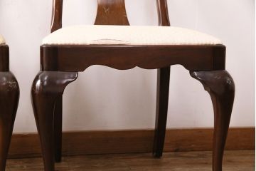 中古　アメリカ輸入家具　Stickley(スティックレー、スティックレイ)　マホガニー材製の高級感あふれるダイニングチェア2脚セット(椅子、サロンチェア)(R-049682)
