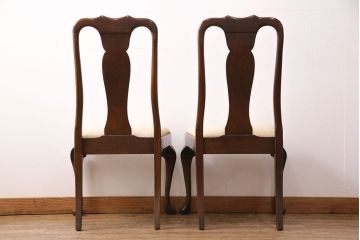 中古　アメリカ輸入家具　Stickley(スティックレー、スティックレイ)　マホガニー材製の高級感あふれるダイニングチェア2脚セット(椅子、サロンチェア)(R-049682)