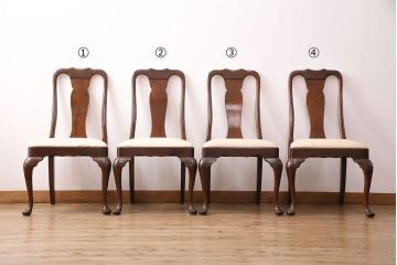 中古　アメリカ輸入家具　Stickley(スティックレー、スティックレイ)　マホガニー材製の高級感あふれるダイニングチェア4脚セット(椅子、サロンチェア)(R-049683)