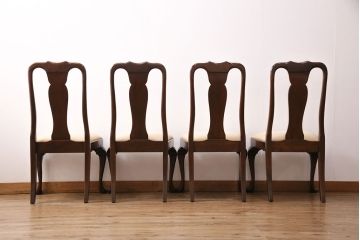 中古　アメリカ輸入家具　Stickley(スティックレー、スティックレイ)　マホガニー材製の高級感あふれるダイニングチェア4脚セット(椅子、サロンチェア)(R-049683)