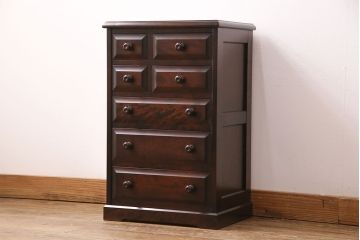 中古　美品　北海道民芸家具　コンパクトサイズが嬉しい!落ち着きある大人の空間づくりにおすすめのサイドチェスト(引き出し、小物収納)(R-049684)