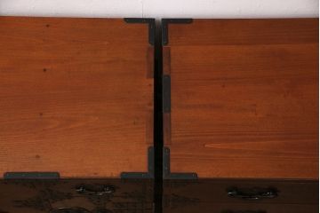 中古　民芸家具　和モダンな空間におすすめ!前面栗材製の整理箪笥(チェスト、衣装タンス、引き出し、収納箪笥)(R-049686)