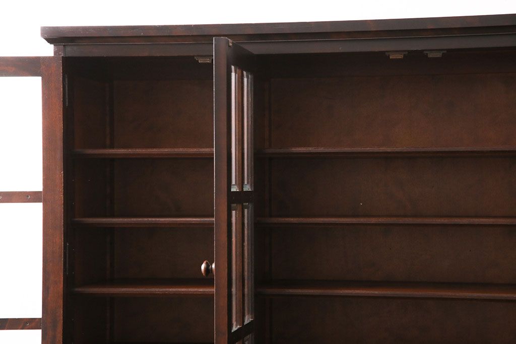 中古　北海道民芸家具　HM165K　高級感漂う上品な佇まいの食器棚(飾り棚、収納棚、カップボード、キャビネット)(定価約43万円)(R-049687)