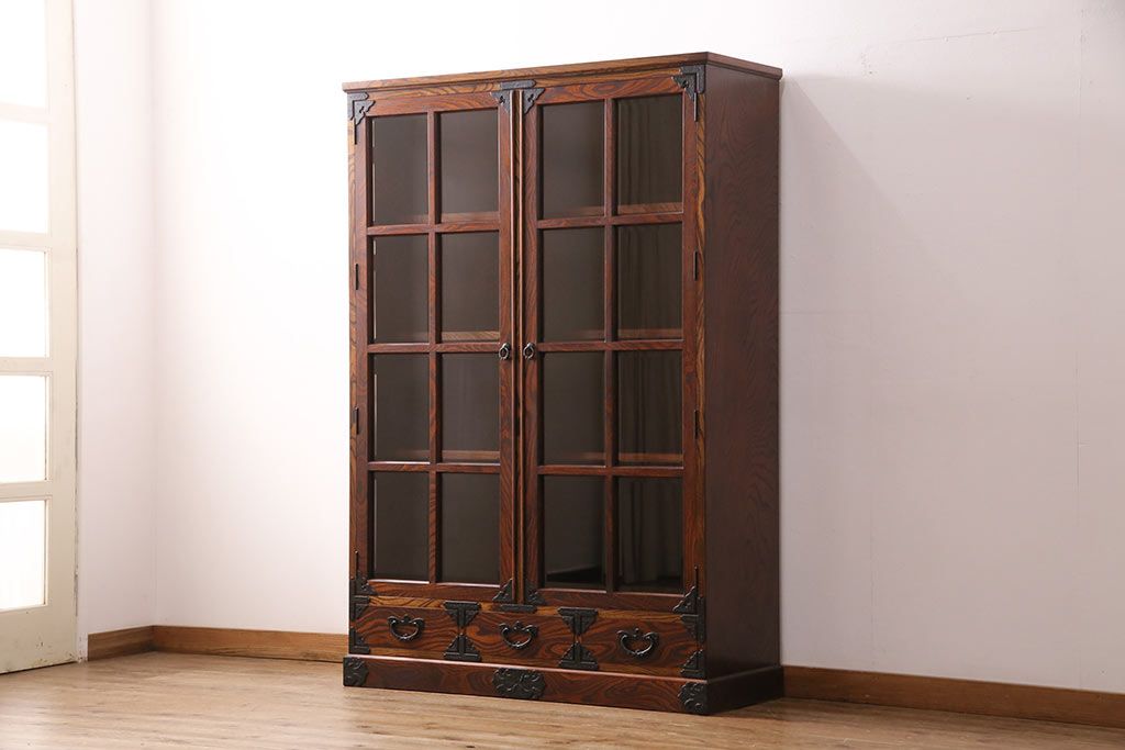 中古　美品　岩谷堂箪笥　No.366　四尺書棚　上質な和の空間づくりにおすすめのキャビネット(本棚、ブックケース)(定価約62万円)(R-049688)