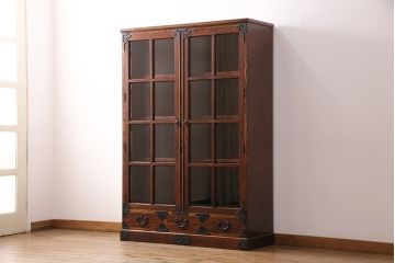 中古　美品　岩谷堂箪笥　No.366　四尺書棚　上質な和の空間づくりにおすすめのキャビネット(本棚、ブックケース)(定価約62万円)(R-049688)