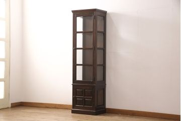 中古　北海道民芸家具 三方ガラスの収納棚(キャビネット、飾り棚)(R-049700)
