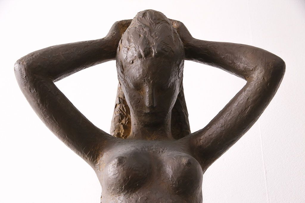 小森邦夫作「ヴエール」　裸婦像　彫刻　銅像(ブロンズ、在銘作家物)(R-049701)