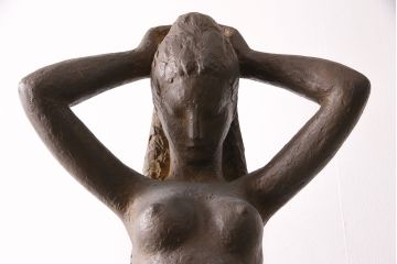 小森邦夫作「ヴエール」　裸婦像　彫刻　銅像(ブロンズ、在銘作家物)(R-049701)