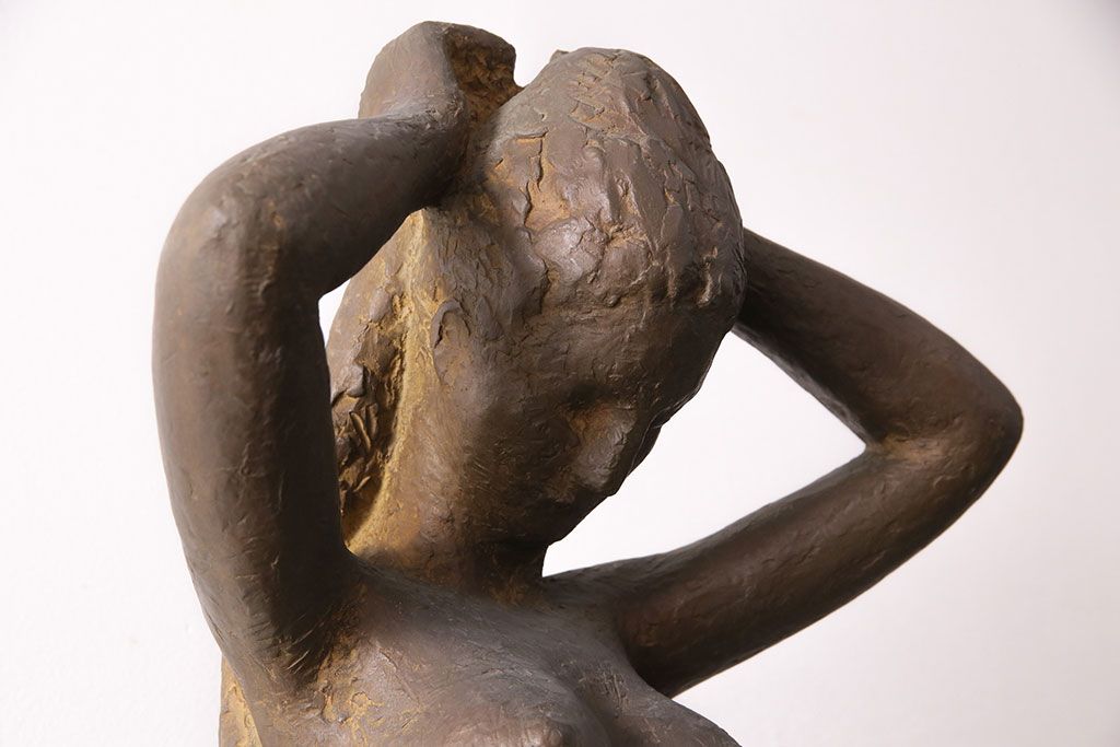 小森邦夫作「ヴエール」　裸婦像　彫刻　銅像(ブロンズ、在銘作家物)(R-049701)