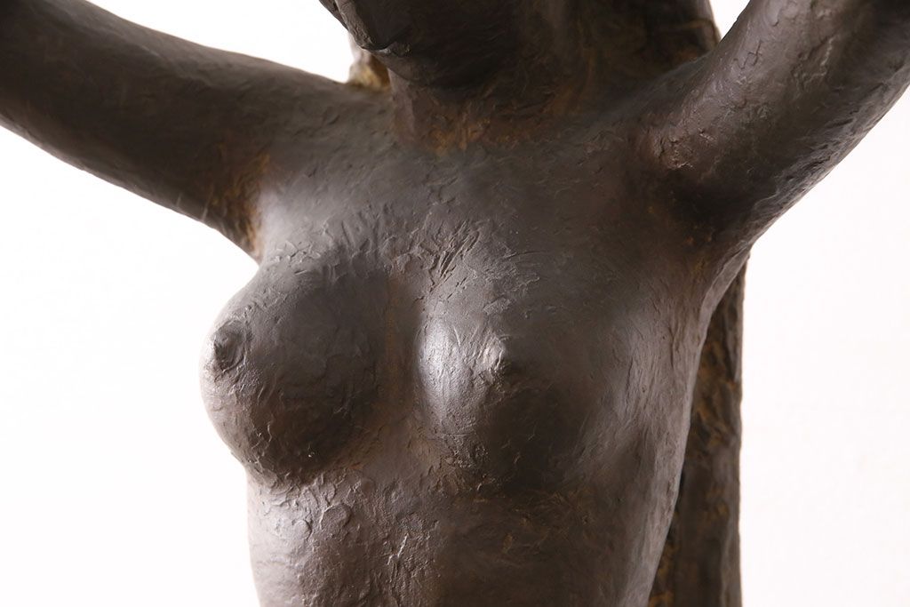 小森邦夫作「ヴエール」　裸婦像　彫刻　銅像(ブロンズ、在銘作家物)(R-049701)