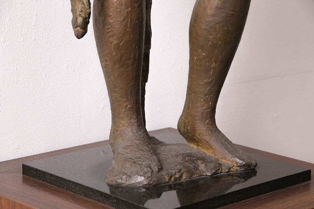 小森邦夫作「ヴエール」　裸婦像　彫刻　銅像(ブロンズ、在銘作家物)(R-049701)