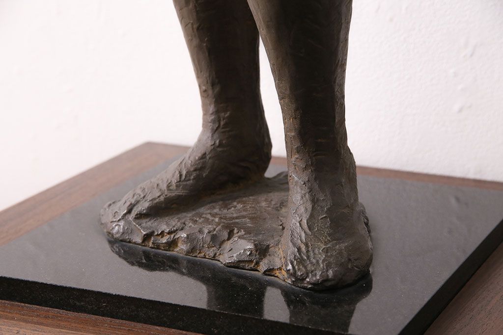 小森邦夫作「ヴエール」　裸婦像　彫刻　銅像(ブロンズ、在銘作家物)(R-049701)