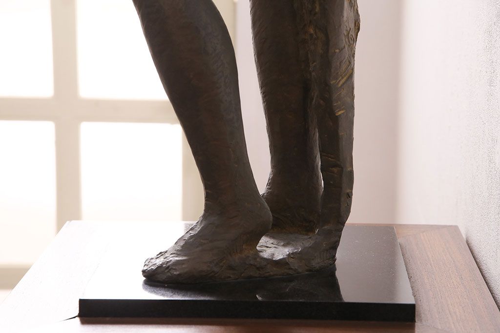 小森邦夫作「ヴエール」　裸婦像　彫刻　銅像(ブロンズ、在銘作家物)(R-049701)