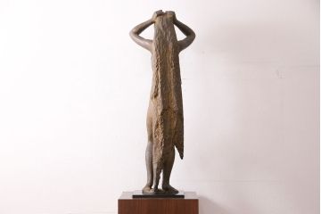 小森邦夫作「ヴエール」　裸婦像　彫刻　銅像(ブロンズ、在銘作家物)(R-049701)