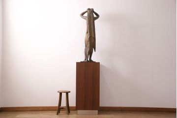 小森邦夫作「ヴエール」　裸婦像　彫刻　銅像(ブロンズ、在銘作家物)(R-049701)