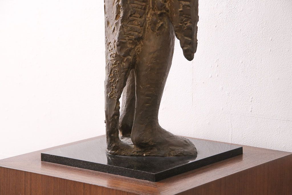 小森邦夫作「ヴエール」　裸婦像　彫刻　銅像(ブロンズ、在銘作家物)(R-049701)