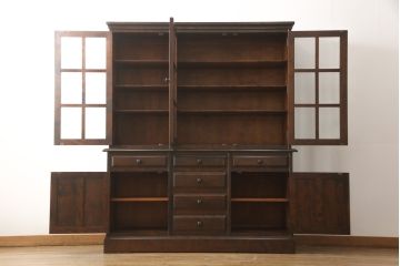 中古　北海道民芸家具　上下別売り可　食器棚(カップボード、キャビネット、サイドボード、サイドキャビネット)(R-049706)