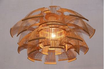 新古品　展示品　HOKORE(誇れ)　和モダン空間にぴったり!繊細な竹細工が見事な天井照明(ペンダントライト、吊り下げ照明)(R-049714)