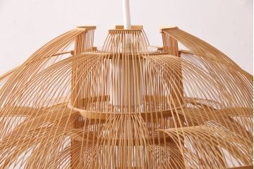 新古品　展示品　HOKORE(誇れ)　和モダン空間にぴったり!繊細な竹細工が見事な天井照明(ペンダントライト、吊り下げ照明)(R-049714)