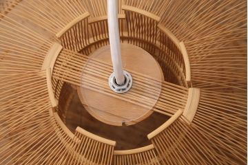 新古品　展示品　HOKORE(誇れ)　和モダン空間にぴったり!繊細な竹細工が見事な天井照明(ペンダントライト、吊り下げ照明)(R-049714)