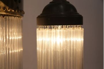 和製アンティーク　激レア品!ガラス管の煌めきが繊細な美しさを放つ、趣のあるシャンデリア(天井照明、吊り下げ照明)(R-049715)